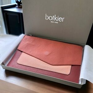 Nwt Botkier Cobble Hill Large Leather Clutch Bag Terra Cotta